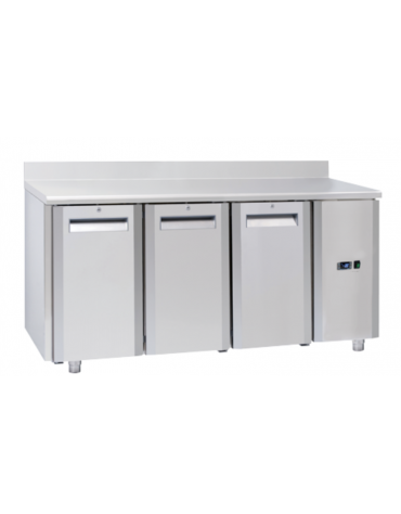 Tavolo GN1/1 congelatore inox 3 porte con alzatina e motore remoto (escluso) - ventilato -22°/-18°C - cm 165,5x70x95h