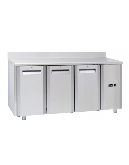 Tavolo GN1/1 congelatore inox 3 porte con alzatina e motore remoto (escluso) - ventilato -22°/-18°C - cm 165,5x70x95h