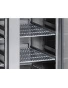 Tavolo GN1/1 refrigerato in acciaio inox 4 porte, ventilato -2°/+8°C, con alzatina e motore remoto (escluso) - cm 209,4x70x95h