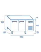 Tavolo congelatore snack in acciaio inox - 4 ripiani regolabili - refrigerazione ventilata -22°/-18°C - Classe E - 135x60x85h