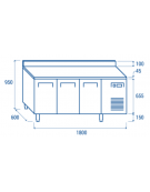 Tavolo congelatore snack inox con alzatina - 6 ripiani regolabili - refrigerazione ventilata -22°/-18°C - Classe E - 180x60x95h