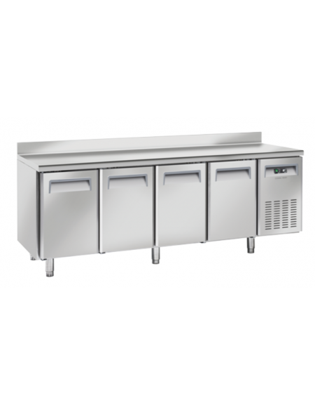 Tavolo congelatore snack inox con alzatina - 8 ripiani regolabili - refrigerazione ventilata -22°/-18°C - Classe E - 225x60x95h