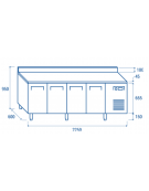 Tavolo congelatore snack inox con alzatina - 8 ripiani regolabili - refrigerazione ventilata -22°/-18°C - Classe E - 225x60x95h
