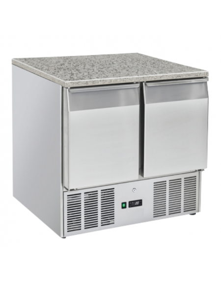 Saladette refrigerata GN1/1 inox con top pizza in granito - 2 porte - refrigerazione statica +0°/+8°C - cm 90x70x87h