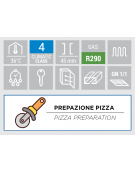 Saladette refrigerata GN1/1 inox con top pizza in granito - 2 porte - refrigerazione statica +0°/+8°C - cm 90x70x87h