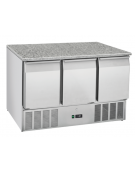 Saladette refrigerata GN1/1 inox con top pizza in granito - 3 porte - refrigerazione statica +0°/+8°C - cm 136,5x70x87h