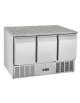 Saladette refrigerata GN1/1 inox con top pizza in granito - 3 porte - refrigerazione statica +0°/+8°C - cm 136,5x70x87h