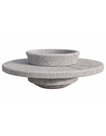 PANCHINA TONDA IN CEMENTO CON FIORIERA CENTRALE - COLORE GRIGIO PIETRA - DIAMETRO ESTERNO CM  170