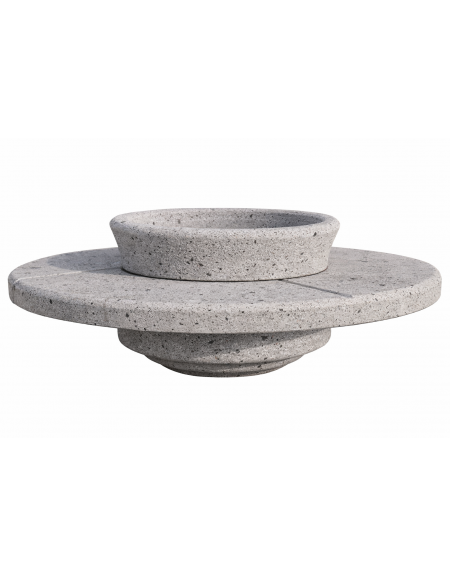 PANCHINA TONDA IN CEMENTO CON FIORIERA CENTRALE - COLORE GRIGIO PIETRA - DIAMETRO ESTERNO CM  170