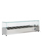  Vetrina refrigerata per banco pizza con castello vetro dritti - capacità n.7 bacinelle GN 1/4 - cm 150x33,5x44h