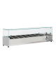 Vetrina refrigerata per banco pizza con castello vetro dritti - capacità n.7 bacinelle GN 1/4 - cm 150x33,5x44h