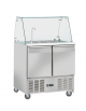 Saladette refrigerata GN1/1 inox 2 sportelli con top apribile, rubinetto e 9 vaschette GN 1/6 in PVC - cm 90x70x138,5h