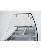 Saladette refrigerata GN1/1 inox 2 sportelli con top apribile, rubinetto e 9 vaschette GN 1/6 in PVC - cm 90x70x138,5h