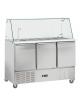 Saladette refrigerata GN1/1 inox 3 sportelli con top apribile, rubinetto e 15 vaschette GN 1/6 in PVC - cm 136,5x70x138,5h