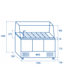 Saladette refrigerata GN1/1 inox 3 sportelli con top apribile, rubinetto e 15 vaschette GN 1/6 in PVC - cm 136,5x70x138,5h