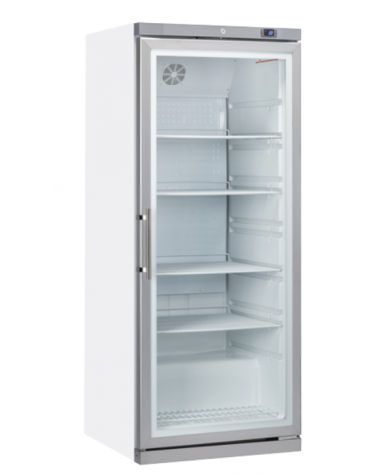 Armadio refrigerato bianco in ABS - Lt. 600 - porta in vetro - cornice e maniglia colore acciaio - cm 77,5x79,7x190h