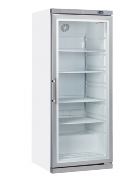 Armadio refrigerato bianco in ABS - Lt. 600 - porta in vetro - cornice e maniglia colore acciaio - cm 77,5x79,7x190h