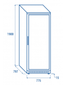 Armadio refrigerato bianco in ABS - Lt. 600 - porta in vetro - cornice e maniglia colore acciaio - cm 77,5x79,7x190h