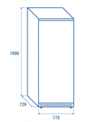Armadio congelatore in ABS, colore acciaio, interno in termoformato - 13 ceste incluse - statico -23°/-18°C  - cm 77,5x72,9x190h