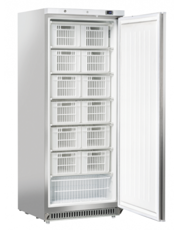 Armadio congelatore in ABS, colore acciaio, interno in termoformato - 13 ceste incluse - statico -23°/-18°C  - cm 77,5x72,9x190h