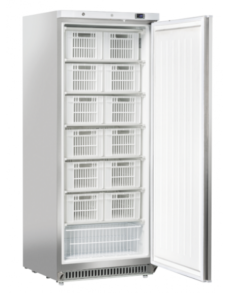 Armadio congelatore in ABS, colore acciaio, interno in termoformato - 13 ceste incluse - statico -23°/-18°C  - cm 77,5x72,9x190h