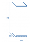 Armadio frigorifero bianco in ABS - Lt 400 - refrigerazione Roll-Bond con ventilatore +2°/+10°C - Classe D - cm 60x68,5x189h