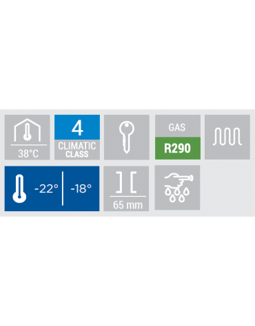 Armadio congelatore bianco in ABS con 6 ripiani evaporatore fissi - refrigerazione statica -22°/-18°C - cm 60x68,5x189h