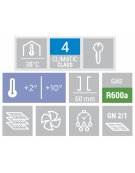 Armadio frigorifero GN2/1 in ABS - colore acciaio - refrigerazione Roll-Bond con ventilatore +2°/+10°C - cm 78x73x189h