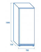 Armadio frigorifero GN2/1 in ABS - colore acciaio - refrigerazione Roll-Bond con ventilatore +2°/+10°C - cm 78x73x189h