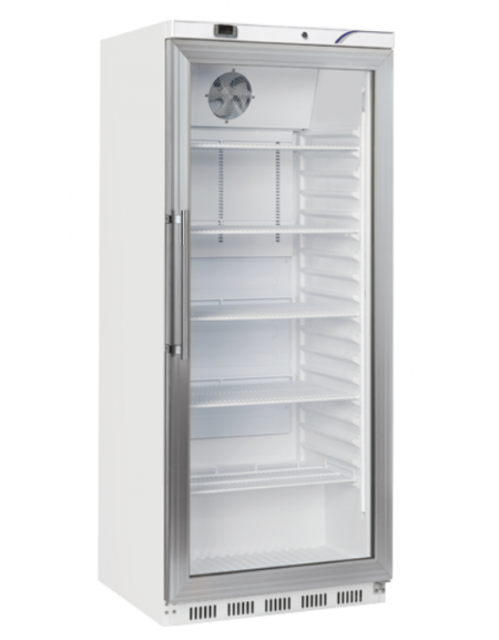 Armadio frigorifero bianco GN2/1 in ABS con porta in vetro - refrigerazione Roll-Bond con ventilatore +3°/+10°C - cm 78x73x189h