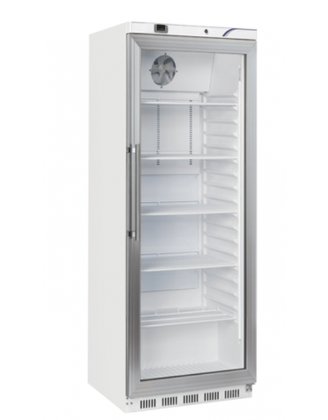 Armadio frigorifero bianco in ABS con porta in vetro - refrigerazione Roll-Bond con ventilatore +3°/+10°C - cm 60x72,3x189h