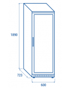Armadio frigorifero grigio in ABS con porta in vetro - refrigerazione Roll-Bond con ventilatore +3°/+10°C - cm 60x72,3x189h
