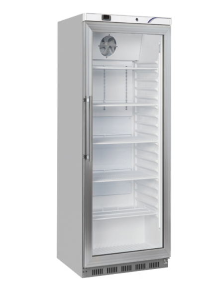 Armadio frigorifero grigio in ABS con porta in vetro - refrigerazione Roll-Bond con ventilatore +3°/+10°C - cm 60x72,3x189h
