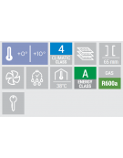 Armadio refrigerato inox con interno in termoformato - Lt. 200 - refrigerazione roll bond con ventola - cm 60x62,5x85,3h