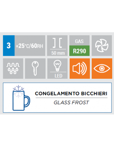 Armadio congelatore ventilato per congelamento bicchieri in ABS e piano lavorabile in acciaio inox - cm 59,8x69,9x83,9h