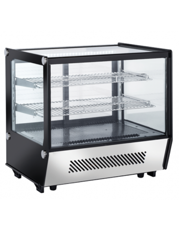 Espositore refrigerato da banco, colore nero con basamento inox - refrigerazione ventilata +1/+12°C - cm 87,5x57x68,5h
