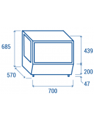 Espositore refrigerato da banco, colore nero con basamento inox - refrigerazione ventilata +1/+12°C - cm 87,5x57x68,5h
