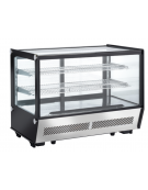 Espositore refrigerato da banco, vetro quadrato con cornice nero e basamento inox - ventilato +1/+12°C - cm 88x57x68,5h