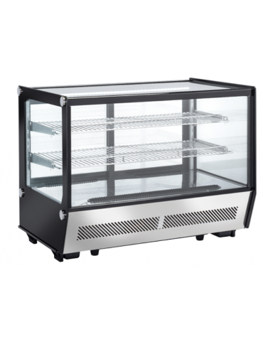 Espositore refrigerato da banco, colore nero con basamento inox - refrigerazione ventilata +1/+12°C - cm 87,5x57x68,5h