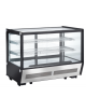 Espositore refrigerato da banco, vetro quadrato con cornice nero e basamento inox - ventilato +1/+12°C - cm 88x57x68,5h