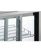 Vetrina refrigerata da banco con vetro dritto, struttura in acciaio e luci LED - 2 ripiani cromati regolabili - cm 80,5x43,8x97h