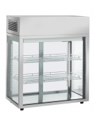 Vetrina refrigerata da banco con vetro dritto, struttura in acciaio e luci LED - 2 ripiani cromati regolabili - cm 80,5x43,8x97h