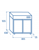 Vetrina refrigerata da banco con vetro dritto, struttura in acciaio e luci LED - 2 ripiani cromati regolabili - cm 80,5x43,8x97h