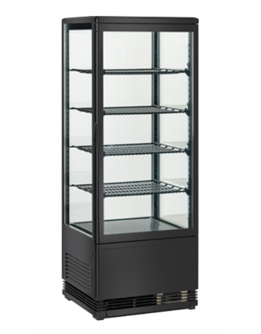 Vetrina refrigerata verticale colore nero con vetro dritto e display digitale - ventilata +2°/+12°C - 42,8x38,6x111h