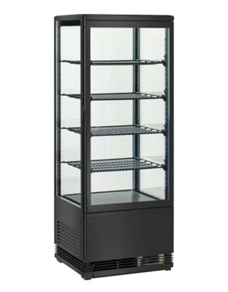 Vetrina refrigerata verticale colore nero con vetro dritto e display digitale - ventilata +2°/+12°C - 42,8x38,6x111h