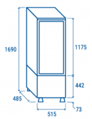 Vetrina espositiva colore nero - refrigerazione ventilata, +2/+12°C - capacità Lt. 235 - Classe B - cm 51,5x48,5x169h