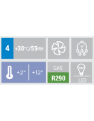 Vetrina espositiva colore nero - refrigerazione ventilata, +2/+12°C - capacità Lt. 235 - Classe B - cm 51,5x48,5x169h