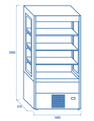 Murale refrigerato, porte scorrevoli, zona esposizione in acciaio inox - Lt 357 - colore nero - +0°/+2°C - cm 100x57x200h