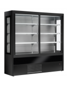 Murale refrigerato, porte scorrevoli, zona esposizione in acciaio inox - Lt 435 - colore nero - +0°/+2°C - cm 120x57x200h