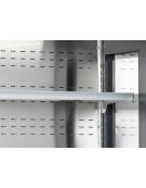 Murale refrigerato, porte scorrevoli, zona esposizione in acciaio inox - Lt 435 - colore nero - +0°/+2°C - cm 120x57x200h